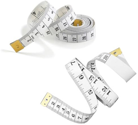 2-Pack Dual Sided Measuring Tape – 150cm/60 and 200cm/72 Inch Soft Fibreglass Tape Measure for Body & Sewing – Metric & Imperial Units – Durable, Flexible Tailor’s Ruler (White)