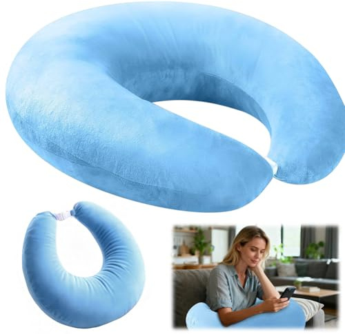 Tutamaz Ergonomisk Crealis-kudde, virkkudde, stödkudde, virkkudde, stödkudde, gaming kudde, ergonomisk spelarmkudde, lätt, bärbar, lindrar spänning (blå)