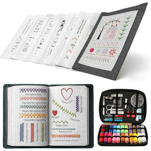 FARYODI Embroidery Stitch Book, kit fai da te, set di libri da ricamo, leggero, per principianti, adulti, hobby, artigianato, famiglia