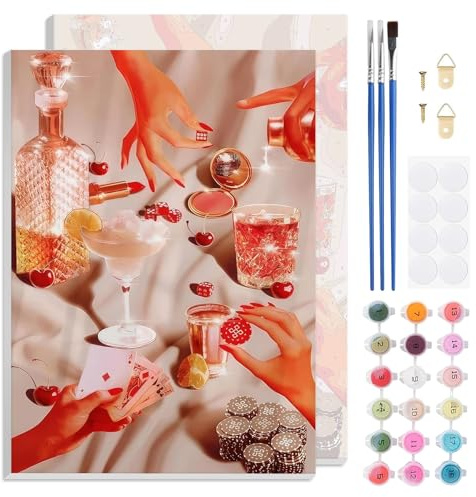 TLIOBLO Vintage Peinture par Numéros avec Cadre pour Adulte, DIY Peinture pour Adultes Enfants Débutants Facile sur Toile avec Peintures et Pinceaux, Décor Maison Cadeaux 20x30cm