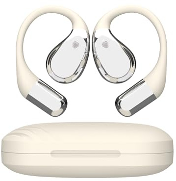 Écouteurs Bluetooth sans Fil, 2026 Bluetooth V6.0 Casque HiFi Stéréo avec ENC Mic, 40H Autonomie Ecouteurs Open-Ear Contrôle Tactile, IP7 Étanche Casque Sport pour Fitness/Musique/Appels, Blanc