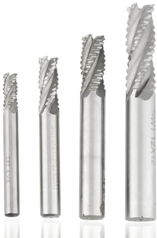 Set di 4 frese a 4 taglienti, M6 M8 M10 M12 4 taglienti HSS, fresa per sgrossatura, fresa CNC per ferro, rame, alluminio, plastica, lavorazione del legno