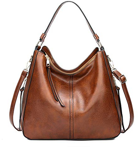AINUOEY Mujer Bolsos de Mano Casual Bandolera Marca Mediano Totes Antirrobo Hombro Italianos PU Cuero 76670 1 piezas Marrón