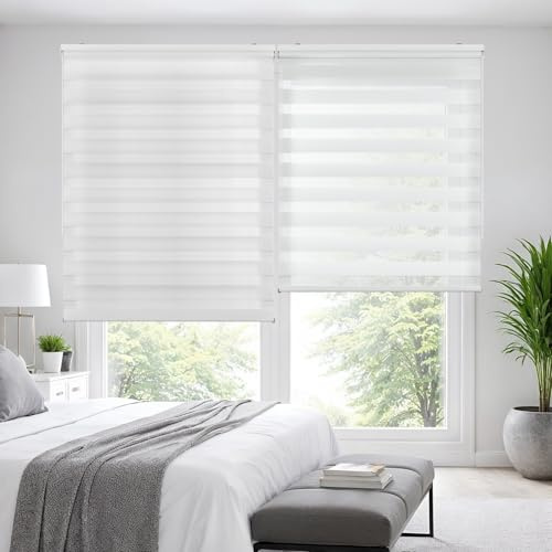 Tende a rullo per interni Giorno Notte avvolgibile Doppio strato Tessuto elegante per porta e finestra. Offrono un'adattabilità alla luminosità STORESDECO Bianco 120x180 cm (Larghezza x Altezza)