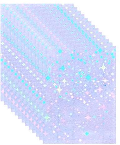 Bleidruck 20 Sheets 8.25x11.7 Inches Stars Holographic Premium Cold Laminate Film Glitter Holographic Overlay Laminating Self Adhesive Film