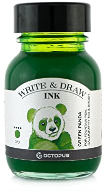 Octopus Write and Draw Ink 373 Green Panda, Water-Resistant Ink for Writing and Drawing, Calligraphy Ink, Fade-Resistant Drawing Ink for Fountain Pens, Green, 50 ml