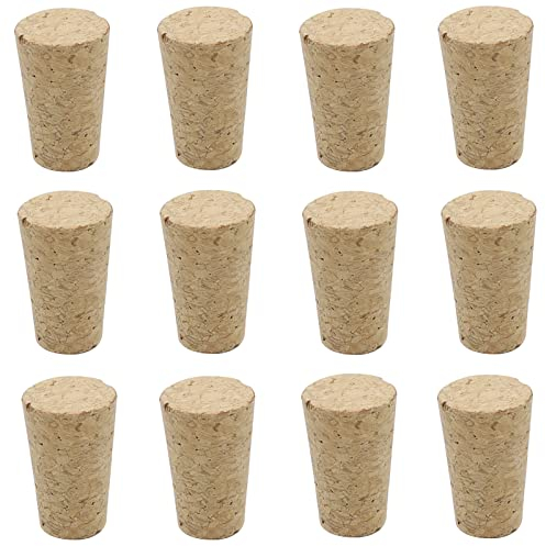 DAQUSU Lot de 12 bouchons en liège en forme de cône pour bouteilles d'alcool - Bouchons en bois - Bouchons de vin - Bouchons de bière - Bouchon de rechange pour bouteilles de vin