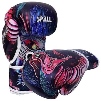 Spall Pro US Boxing Gloves for Kids, Men & Women - Pro Training Sparring Punching Gloves - Muay Thai MMA, Kickboxing Heavy Bag Workout Leather Boxing Gloves (Multi, 6OZ)
