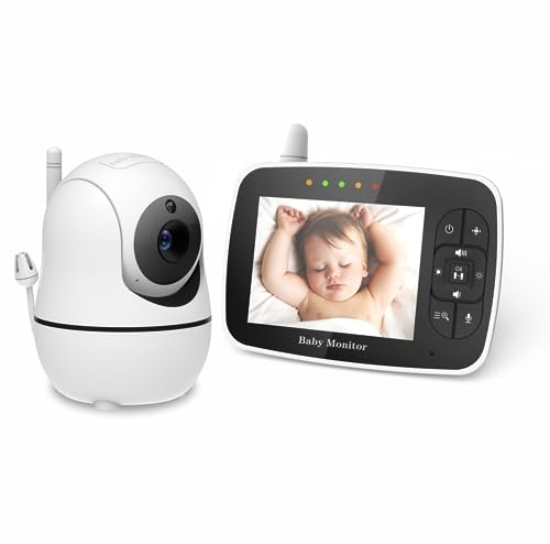 Cankypu Trådlös babyvakt 720P digitaamera videomonitor för barn med 3,5 tums LCD-färgskärm 900 fot Barriärfri överföring Stöder tvåvägs samtal Rumstemperaturövervakning IR nateendelarm