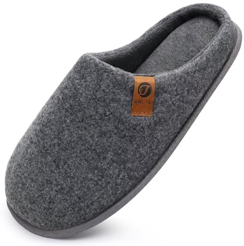 ONCAI Uomo Pantofole in Feltro Invernali Ciabatte Calde con Schiuma Memory Foam e suola in Gomma Antiscivolo Taglia Puro Grigio 48