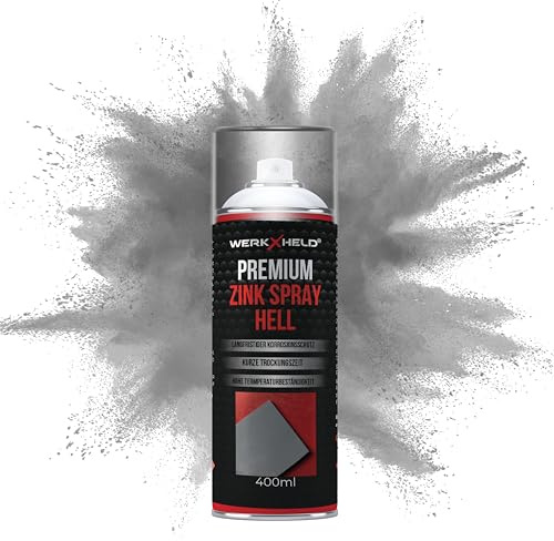 WerkXheld Zinkspray hell 400ml - Hochleistungs-Rostschutz Spray & Zinkfarbe für Metalloberflächen, Hitzebeständig, Ideal für Auto & Metallschutz (1x 400ml)