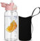 DEARRAY 600ml Glass Water Bottle with Straw & Neoprene Sleeve 0.6l BPA free Glass Drinking Bottle Leakproof