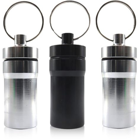 SGERUFZ 3 Pcs Taschenaschenbecher Set mit Karabiner Wasserdicht geruchsdicht Multifunktional für unterwegs Hobby Freizeit Schwarz Silber