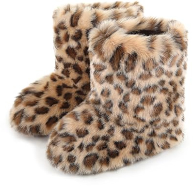 Women's Faux Fur Boots Furry Snow Boots Fuzzy Winter Shoes Fluffy Mid-Calf Flat Boots