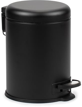 Tatay Papelera Baño con Pedal de 5L | Acero Inoxidable Resistente y Elegante | Cierre Amortiguado y Silencioso | Cubo Interior Extraíble y Higiénico | Diseño Compacto – Negro