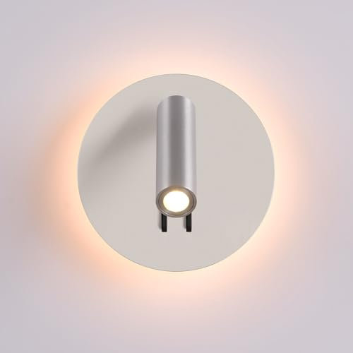 DAWALIGHT Bedside Wall Lights 3W + 3W 3000K LED Adjustable Wall Reading Light with Separate Rocker Switch Wall Lamp Sconce for Bedroom Hallway Hotel Stairs, Aluminum