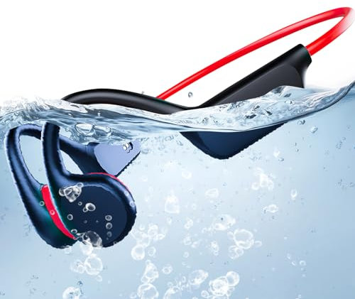 Atopskins Swimming Headphones, IPX8 Waterproof Bone Conduction Underwater Bluetooth 5.3 Underwater Headphones, Comes with 32 GB MP3 Player for Running Surfing Gym Earphones (Vitality Black)