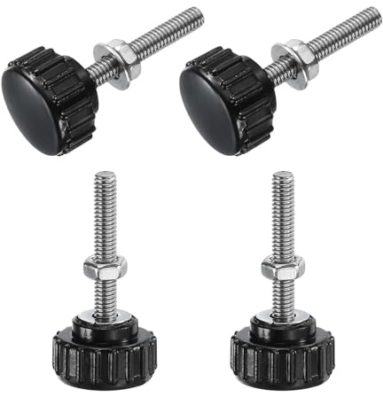 QUARKZMAN 4 Stück Rändelschraube mit Gewinde M4 x 25mm Rundkopfschraube mit Muttern Unterlegscheiben, Flügelschrauben Edelstahl 304 Klemmhebel 18mm Klemmknöpfe für Maschine