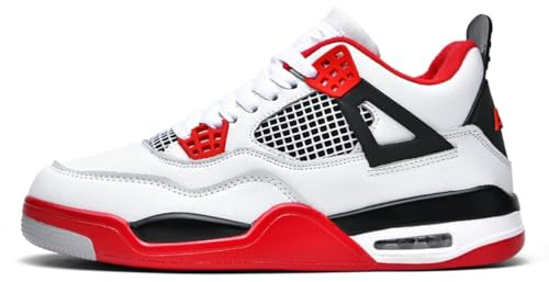 Xuanke Sneaker Herren Damen Retro Skateboardschuhe Laufschuhe Turnschuhe mit Luftpolster Walkingschuhe Studenten Anti-Rutsch Leichter Jungen Mädchen Basketballschuhe modisch Sportschuhe (Weiß Rot,41)