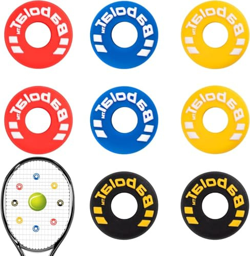 Heanvmyss Tennis Racket Vibration Dampeners,8 Pcs Tennis Racket Silicone Shock Absorber,Tire Shaped Colorful Tennis Accessories for Professional and Casual Tennis Player(4 Colors)