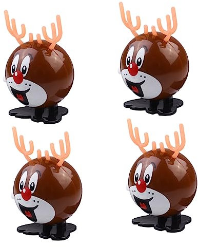 Supvox 4Stücke Teiliges Weihnachts Aufziehspielzeug Runde Rentierfiguren Aus Hochwertigem Spaß Für Tolle Dekoration Für Ihr Zuhause