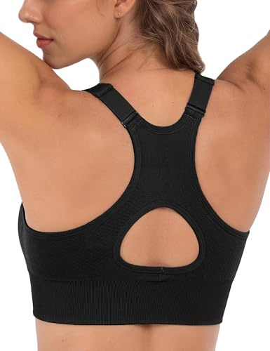 Litherday Soutien-Gorge Sport Femme Push-Up Maintien Fort sans Armatures Seamless Bretelles Réglables Coques Amovibles Yoga Running Fitness