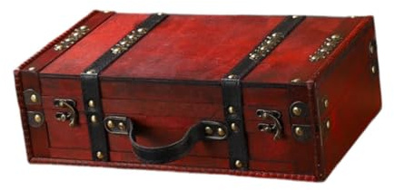 predolo Valigia antica Valigia per decorazione Accessori per foto Decorazione da tavolo antica Baule in legno Valigie Bauli per compleanno Viaggio Casa, Rosso