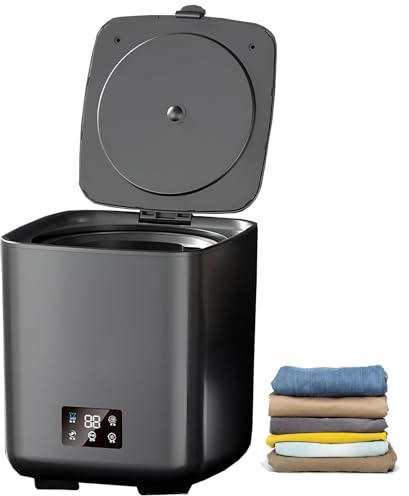 Bärbar mini-tvättmaskin – helautomatisk med dräneringsrör, 4 tvättlägen för babykläder och underkläder, perfekt för husbil och camping – LCD-beröring, tyst motor