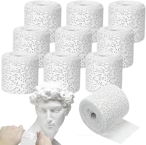 XFLYP 10 Rolls Plaster of Paris, 5 * 270cm Plaster Bandage for Cloth for Modeling, Plaster Cast Bandage Kit Plasters Strip Gauze Wrap for Art, Crafts, Modelling, Belly Molds, Moulds Kits for Kids