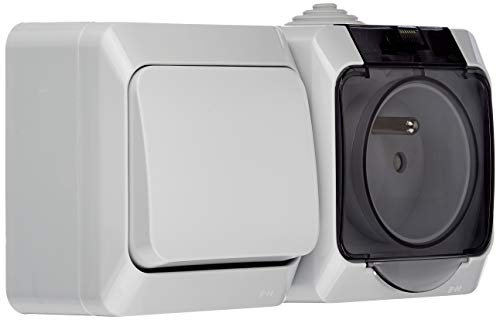 Schneider - Interrupteur va et vient + prise de courant 2P+T avec cache Gris - Gris - Cedar Plus