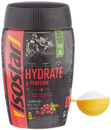 Isostar Hydrate & Perform isotonisches Pulver zur Unterstützung sportlichen Leistungsfähigkeit, Red Fruits, 400g