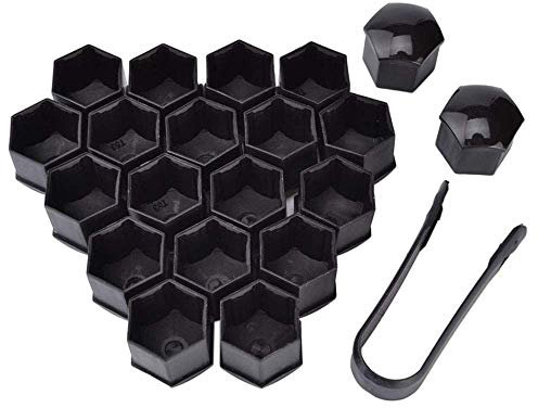 20 Pcs Car Wheel Nut Caps Protection Tyre Hub Screw Bolt Nut 17mm Cap Covers Special Socket 3024mm (Internal diameter 17mm -Black)