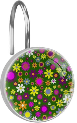 Eslifey Cute Pug con Paraguas Cortina de Ducha Ganchos para baño Cortina de Ducha Barra 12 Piezas, Acero Inoxidable, Style03, 3.7x3.7cm