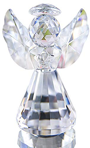 Crystal Angel Figurine Christmas Decor Glass Ornaments Art Collecible Gifts(Clear)