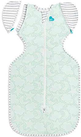 Love To Dream Swaddle UP Bio-Übergangssack, groß, 8,5–11 kg, Mint, eng anliegende Passform, Flügel, 1,0 Tog, Temperatur (20–24 °C), maschinenwaschbar, Von Hebammen empfohlen, Doppelreißverschluss