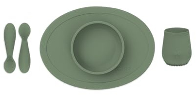 ezpz Tiny Set de Primeros Alimentos - Oliva - 4+ meses (Tiny Bowl, Cup, Spoons)
