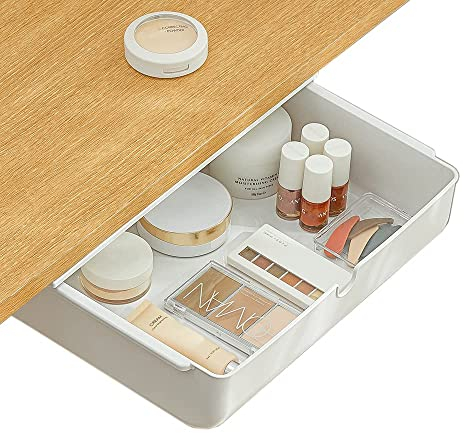 Poeland Under Desk Drawer Self-Stick Storage Organizer for Office Home School Large Size White