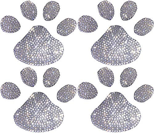NewL 4PCS Black 3D Chrome Dog Paw Footprint Sticker Decal Auto Car Emblem Decal Decoration (Crystal)