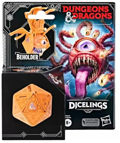 Dungeons & Dragons Hasbro - Dungeons & Dragons Avalon Hill, Dicelings Beholder, Monstruo D&D Coleccionable, Dado d20 Gigante Que se Convierte en Figura de acción, Dados para Juego de rol,F5213