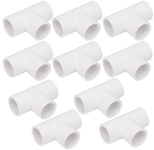 10 Stück 3 Wege 1/2 Zoll Tee PVC Rohrverschraubungen Verbinder SCH40 Möbel Build Grade PVC Eckbeschläge Winkelbeschläge für DIY PVC Regal Garten Stützstruktur Zeltverbindung
