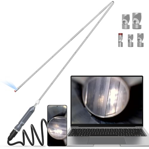 Teslong Gewehrendoskope, Faltbares Endoskopkamera, 5mm-Zoll-kurzem Fokus Gun Barrel Endoskop,Laufkamera, Endoskopkamera mit Licht,Inspektionskamera mit 6 LED Licht für Windows,Mac, Android (66cm)