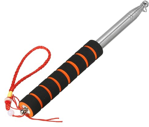 PATIKIL Teleskopisch Handlicher Fahnenmast 2.5M Schwamm Handgriff Edelstahl Teleskopische Fahnenmasten Reiseleiter Fahnenmast 11 Sektionen Orange