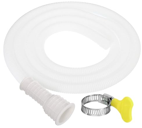 PATIKIL 6.5ft White PVC Universal AC Drain Hose, 16-25mm Mouth, 1 x Hose, 1 x Clamp