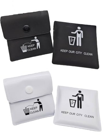 4Pcs Environmental Portable Ashtray Reusable Ash Pouch Fireproof Mini Ashtray for Travel or Daily Use (Black and white)