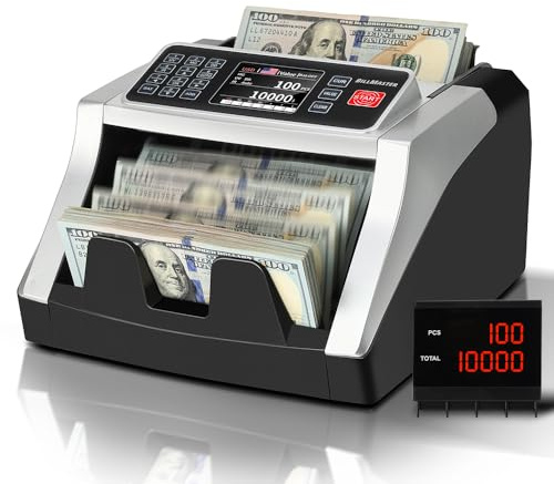 BillMaster BM6520 Money Counter Machine – Value Counting Cash Counter USD EUR CAD MXN – UV MG IR DD Fake Bill Detector with Batch & Add – TFT Color Screen 1300/min – US Service Team