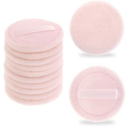 Giantree 12 Pcs kosmetische Puderquaste für Frauen, Baumwolle Make-up Gesicht Puderquasten weiche runde kompakte Puderquasten für loses Puder Stiftung Einstellung Pulver erröten Körper Puder(Rosa)