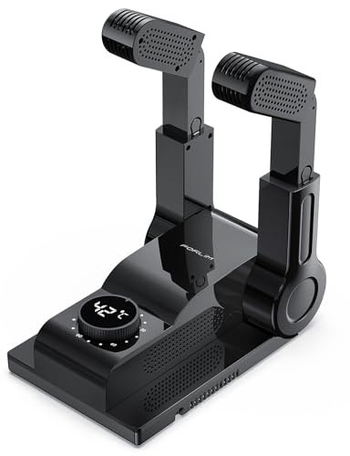 FORLIM Shoe Dryer, Electric Foot Warmer, Glove Dryer and Boot Warmer, 180° Adjustable Drying Rack, Telescopic Bendable Drying Connections, Intelligent Timer, Quick Drying(Black)