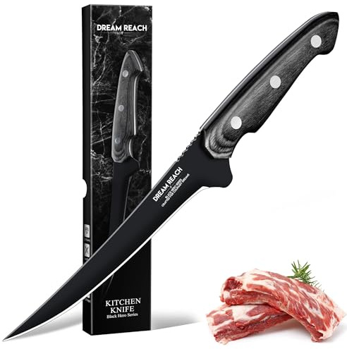 Dream Reach Fish Fillet Knife - Sharp Deboning Poultry and Meat Boning Knife Kitchen BBQ, Professional Fish Knives with Full Tang Handle