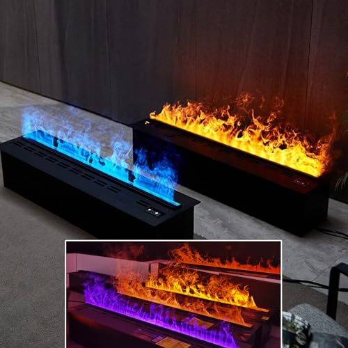 Chimenea de Vapor de Agua 3D, Chimenea de Vapor con Luces de Ambiente de 7 Colores, Control Táctil/remoto, Inserto de Chimenea Eléctrica, Gran Decoración para El Hogar, La Oficina, El Hotel(120cm/47)