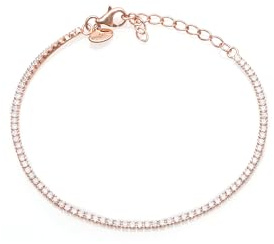 Louis Ciocchetti dal 1887 Tennisarmband 925 rosésilver med 5A zirkoner, elegant justerbar damsmycken, utsökt presentidé med lyxig förpackning, kvalitet tillverkad i Italien, 1,5mm, Silver, Ingen